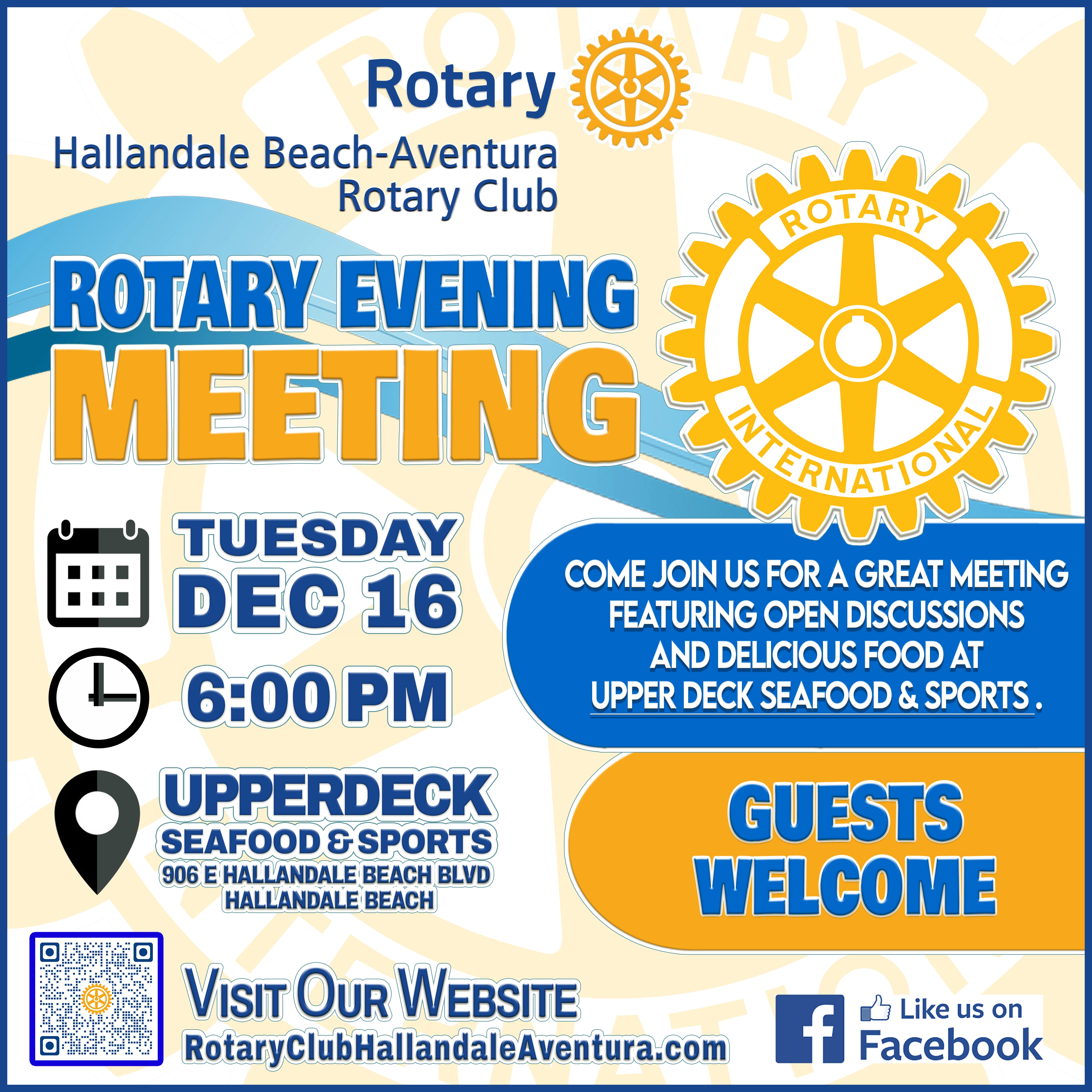 Rotary Evening Meeting: Tue., Dec 16th @ 6:00 pm